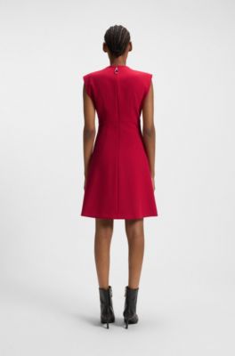 Regular-fit sleeveless dress with front pleat, Red