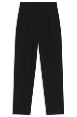 Barrel-leg trousers with pleat front, Black