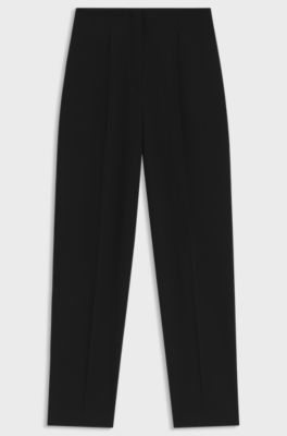 Barrel-leg trousers with pleat front, Black