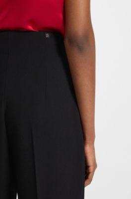 Barrel-leg trousers with pleat front, Black