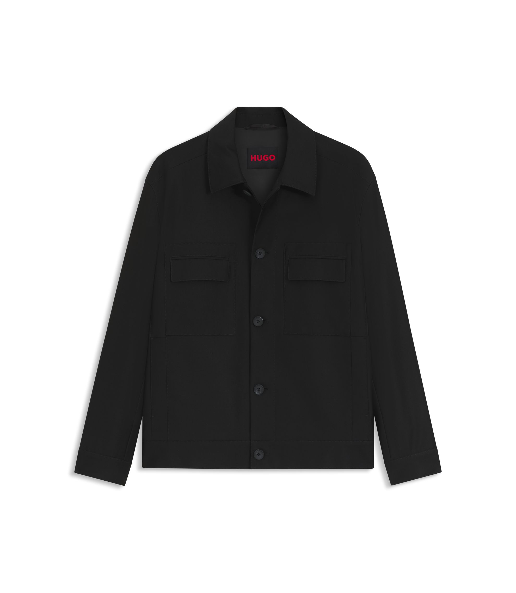 050351● HUGO BOSS PRIMALOFT シャツ ジャケット XL HUGO - Slim-fit jacket in wool-blend twill - Black