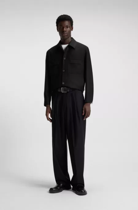 Slim-fit jacket in wool-blend twill
