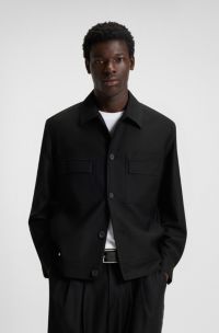 Veste Slim en twill de laine mélangée, Noir