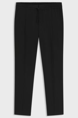 Slim-fit trousers in wool-blend twill, Black