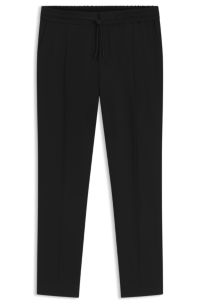 Slim-fit trousers in wool-blend twill, Black