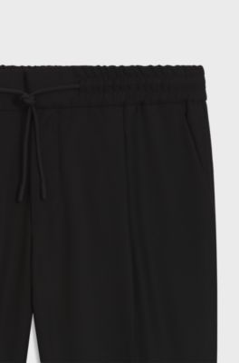 Slim-fit trousers in wool-blend twill, Black