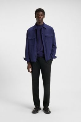 Slim-fit trousers in wool-blend twill, Black