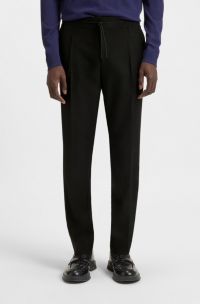 Slim-fit trousers in wool-blend twill, Black