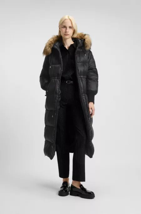 Water-repellent parka jacket with detachable sleeves and trim