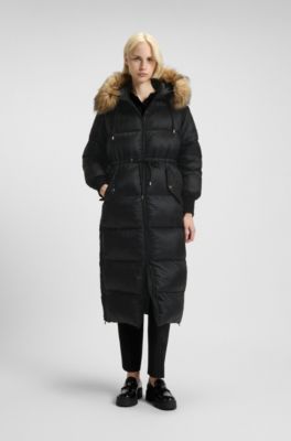 Parka repelente al agua con mangas y ribete de la capucha extra&iacute;bles, Negro