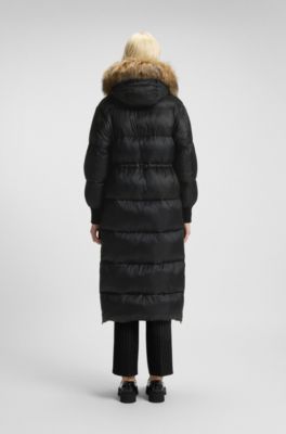 Parka repelente al agua con mangas y ribete de la capucha extra&iacute;bles, Negro