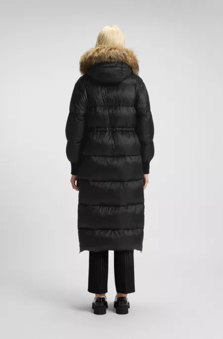 Water-repellent parka jacket with detachable sleeves and trim