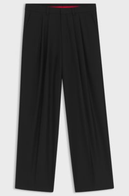 Modern-fit trousers in wool-blend twill, Black