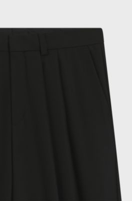 Modern-fit trousers in wool-blend twill, Black