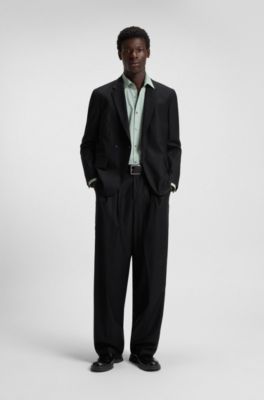 Modern-fit trousers in wool-blend twill, Black