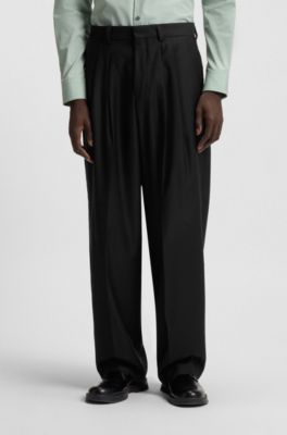 Modern-fit trousers in wool-blend twill, Black