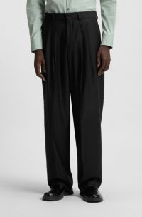 Modern-fit trousers in wool-blend twill, Black