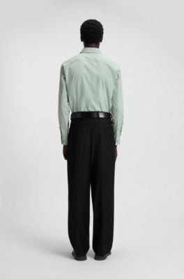 Modern-fit trousers in wool-blend twill, Black