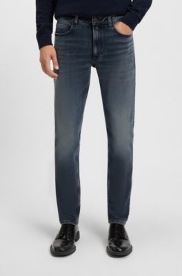 Extra-slim-fit jeans in dark-blue stretch denim, Dark Blue