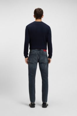Extra-slim-fit jeans in dark-blue stretch denim, Dark Blue