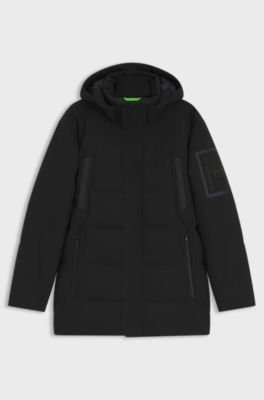 Water-repellent parka jacket with down filling, Black