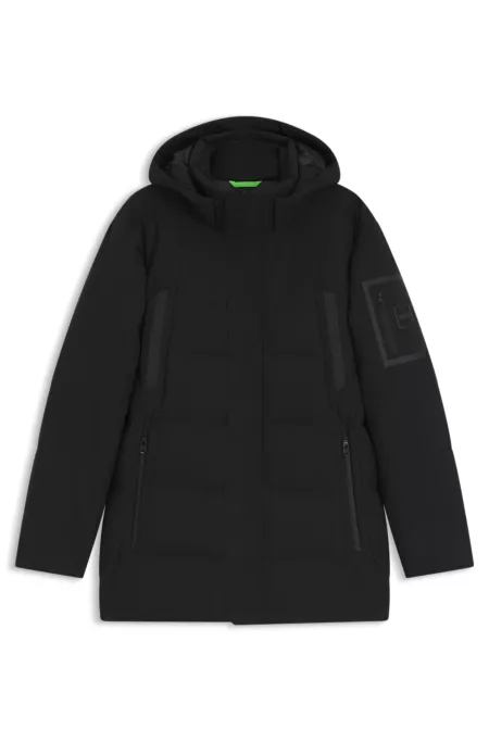 Water-repellent parka jacket with down filling
