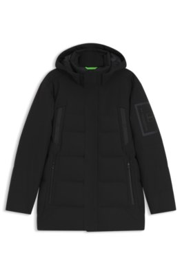Boss Uomo Nero Parka Idrorepellente Con Imbottitura Di Piume