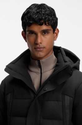 Waterafstotende parka met donsvulling, Zwart