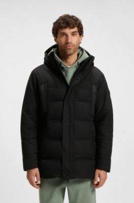 Water-repellent parka jacket with down filling, Black