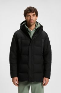 Water-repellent parka jacket with down filling, Black