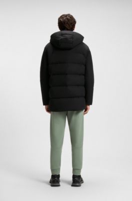 Water-repellent parka jacket with down filling, Black