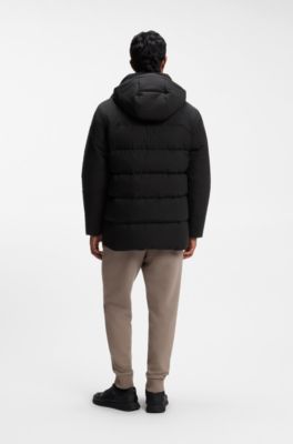 Waterafstotende parka met donsvulling, Zwart