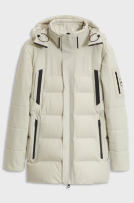 Water-repellent parka jacket with down filling, Natural