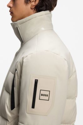Water-repellent parka jacket with down filling, Natural