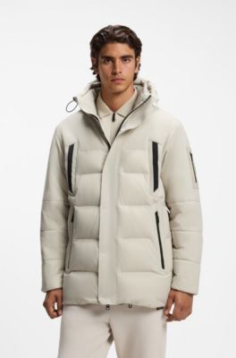 Water-repellent parka jacket with down filling, Natural