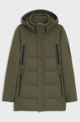 Water-repellent parka jacket with down filling, Olive