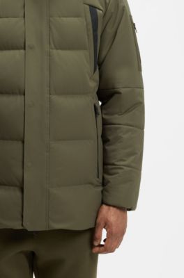 Water-repellent parka jacket with down filling, Olive