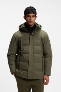 Water-repellent parka jacket with down filling, Olive
