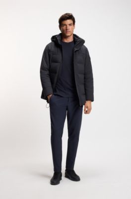 Water-repellent parka jacket with down filling, Dark Blue