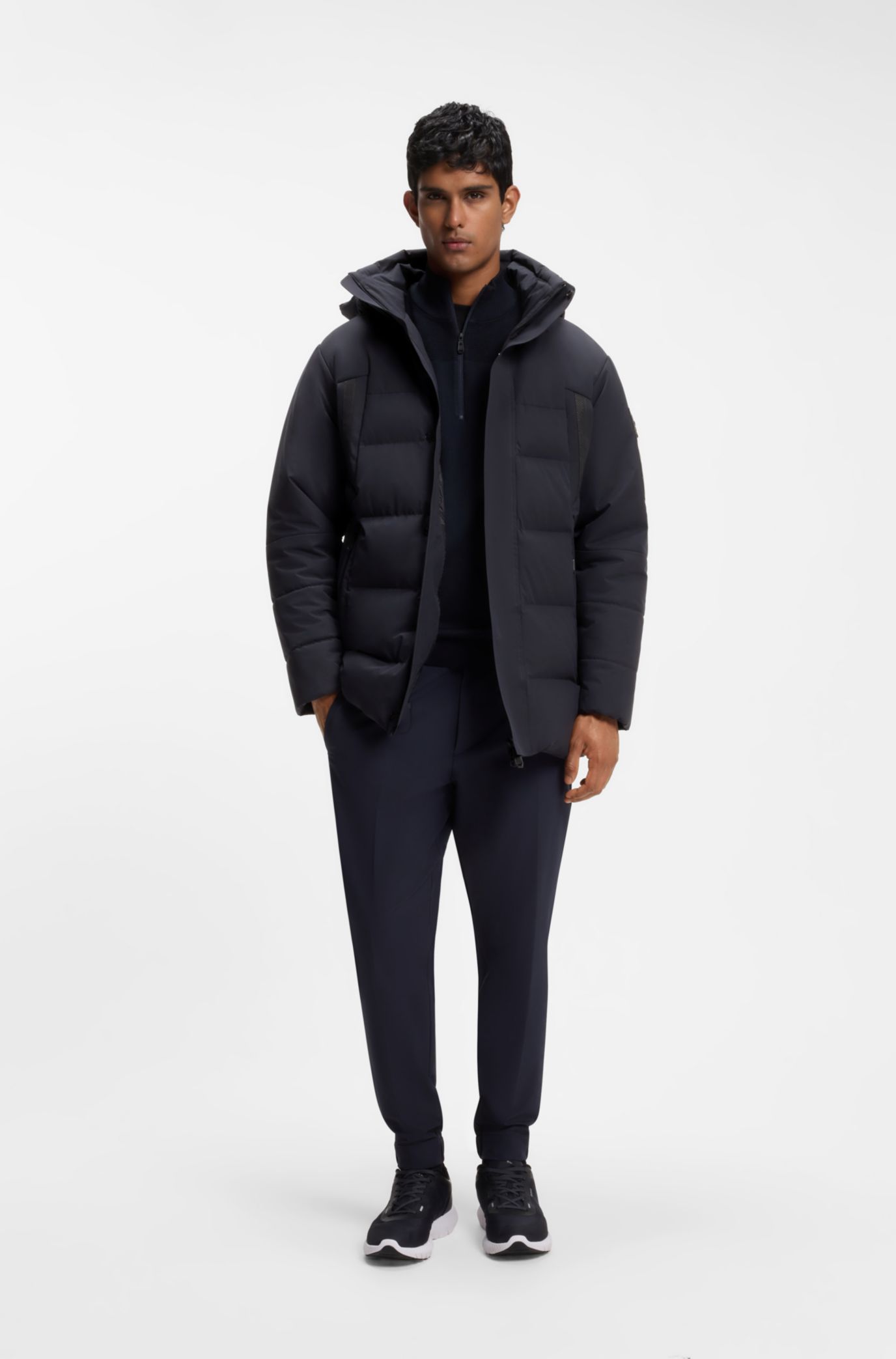 Water-repellent parka jacket with down filling, Dark Blue