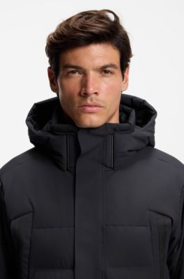 Water-repellent parka jacket with down filling, Dark Blue
