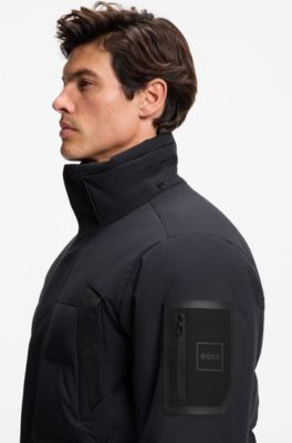 Water-repellent parka jacket with down filling, Dark Blue