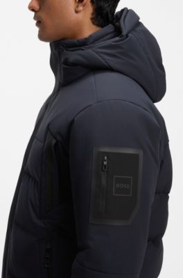 Water-repellent parka jacket with down filling, Dark Blue