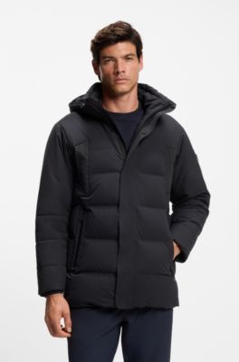 Water-repellent parka jacket with down filling, Dark Blue