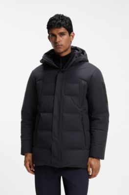 Water-repellent parka jacket with down filling, Dark Blue