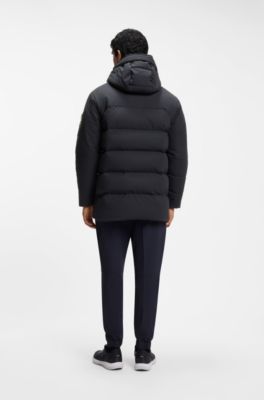 Water-repellent parka jacket with down filling, Dark Blue