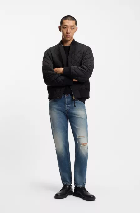 Jean Tapered en denim usé bleu