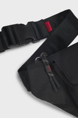 Adjustable belt bag with tonal logo, Black