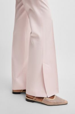 Dames effen kleur casual katoen linnen baggy broek met elastische taille ontspannen pasvorm losse wijde pijpen harembroek broek broek, Zwart, M