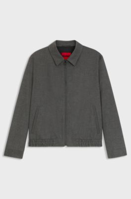 Slim-fit jacket in melange stretch flannel, Grey